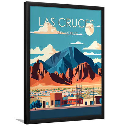 Las Cruces New Mexico Retro Art Print, Las Cruces City Wall Art, Framed Art Print, Picture Framed, Painting Art