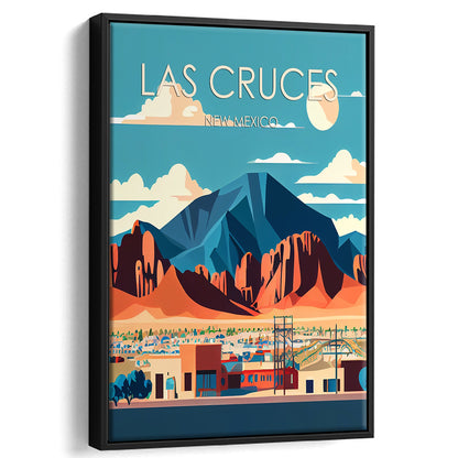 Las Cruces New Mexico Retro Art Print, Las Cruces City Wall Art, Floating Framed Canvas Print, Framed Picture, Painting Canvas