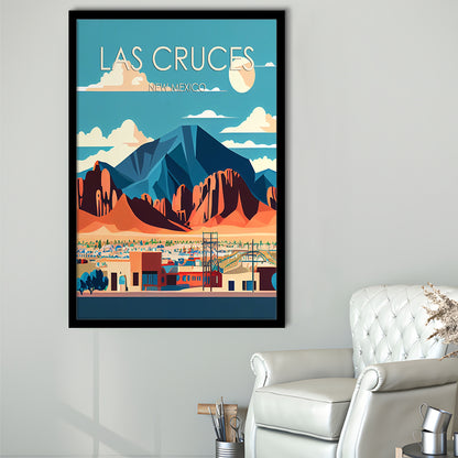 Las Cruces New Mexico Retro Art Print, Las Cruces City Wall Art, Framed Art Print, Picture Framed, Painting Art