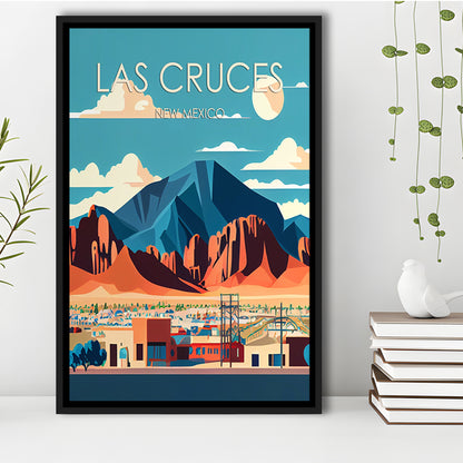 Las Cruces New Mexico Retro Art Print, Las Cruces City Wall Art, Floating Framed Canvas Print, Framed Picture, Painting Canvas