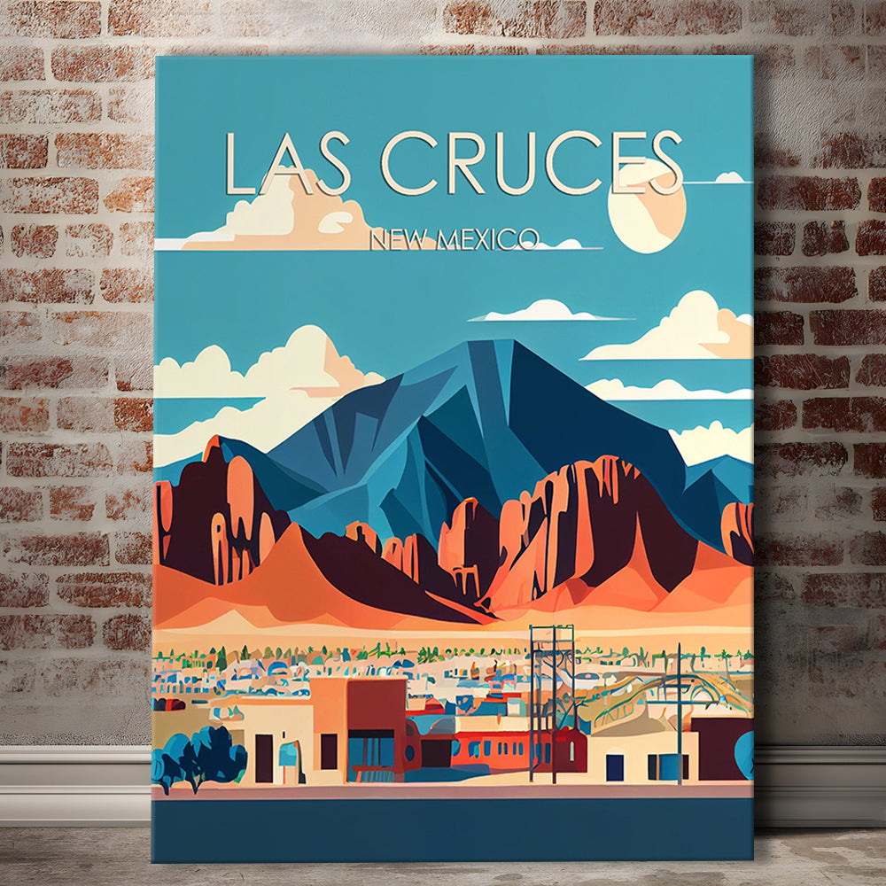 Las Cruces New Mexico Retro Art Print, Las Cruces City Wall Art, Canvas Print, Painting Canvas, Living Room Decor