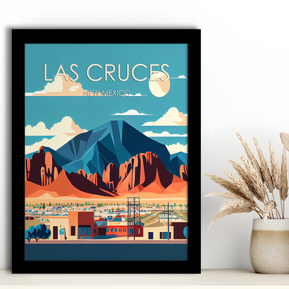 Las Cruces New Mexico Retro Art Print, Las Cruces City Wall Art, Framed Art Print, Picture Framed, Painting Art