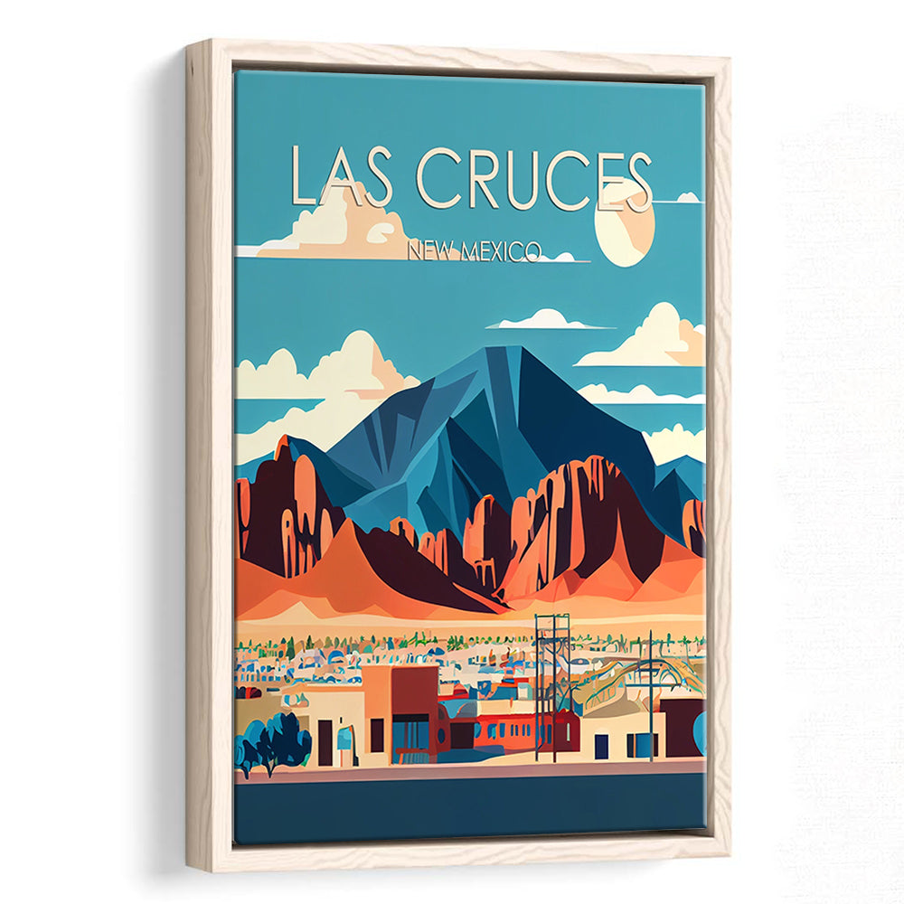 Las Cruces New Mexico Retro Art Print, Las Cruces City Wall Art, Floating Framed Canvas Print, Framed Picture, Painting Canvas
