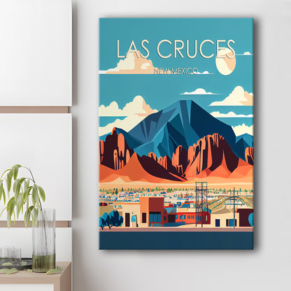 Las Cruces New Mexico Retro Art Print, Las Cruces City Wall Art, Canvas Print, Painting Canvas, Living Room Decor