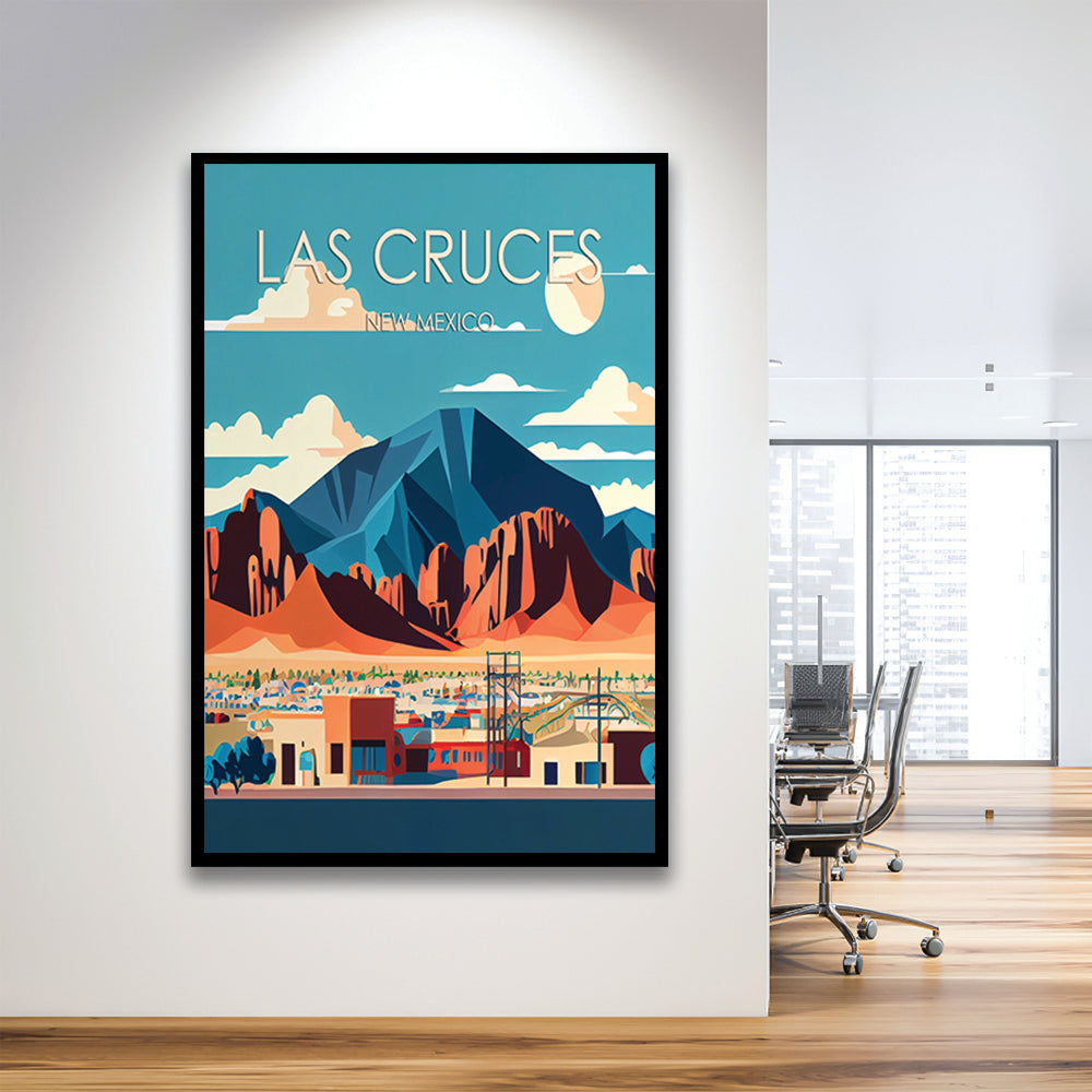 Las Cruces New Mexico Retro Art Print, Las Cruces City Wall Art, Framed Art Print, Picture Framed, Painting Art