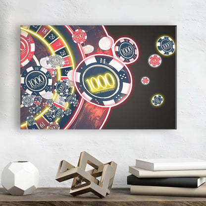 Las Vegas Casino Art Print, Poker Art, Canvas Print Wall Art, Wall Decor, Neon Effect Art