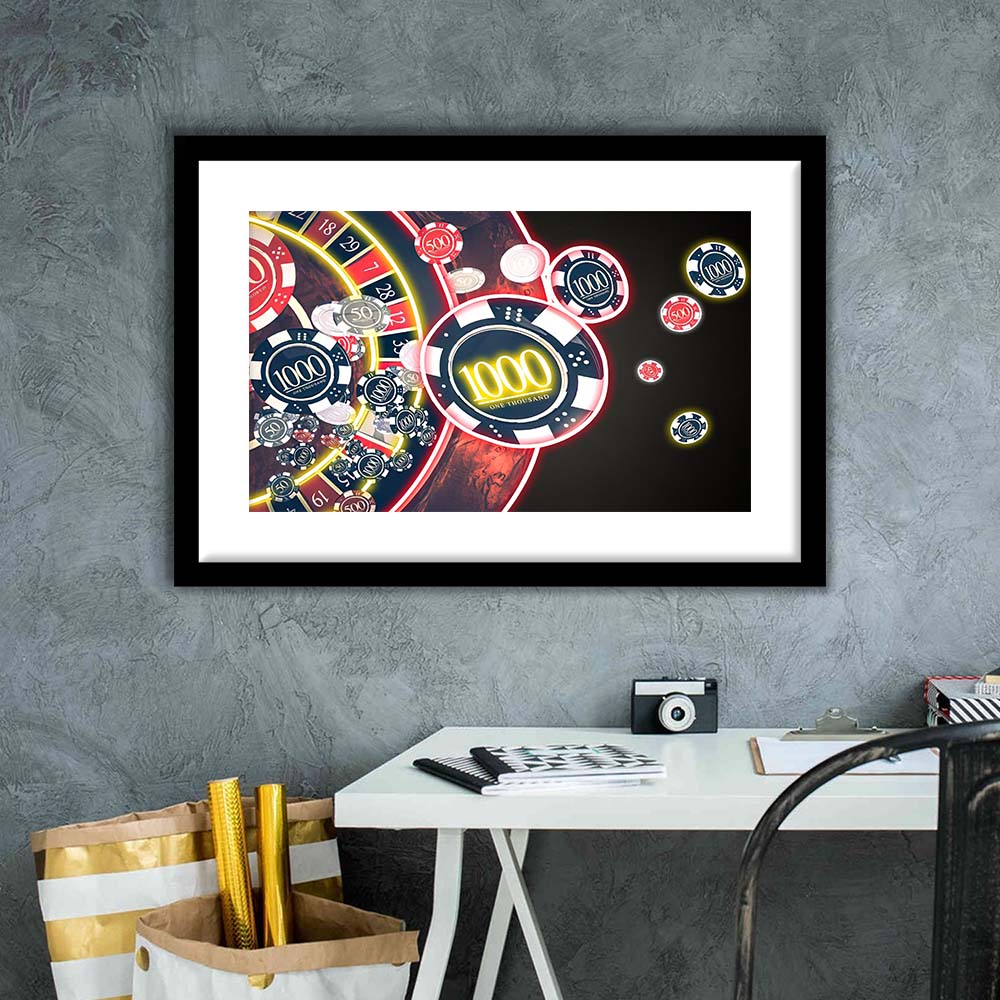 Las Vegas Casino Art Print, Poker Art, Framed Art Print Wall Decor, White Border, Framed Picture