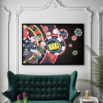 Las Vegas Casino Art Print, Poker Art, Framed Art Print Wall Decor, Neon Art Print, Picture Framed