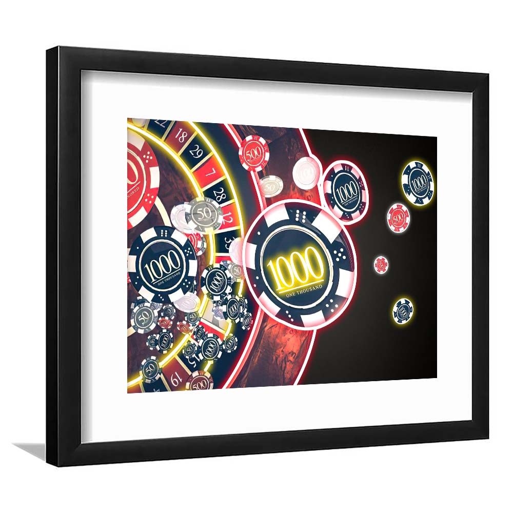 Las Vegas Casino Art Print, Poker Art, Framed Art Print Wall Decor, White Border, Framed Picture