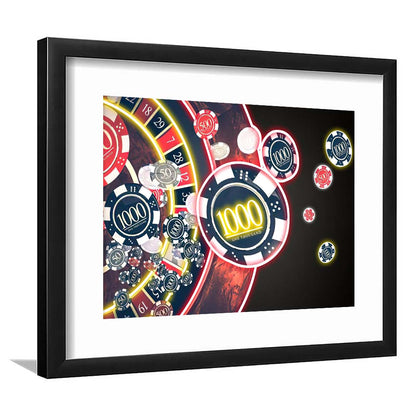 Las Vegas Casino Art Print, Poker Art, Framed Art Print Wall Decor, White Border, Framed Picture