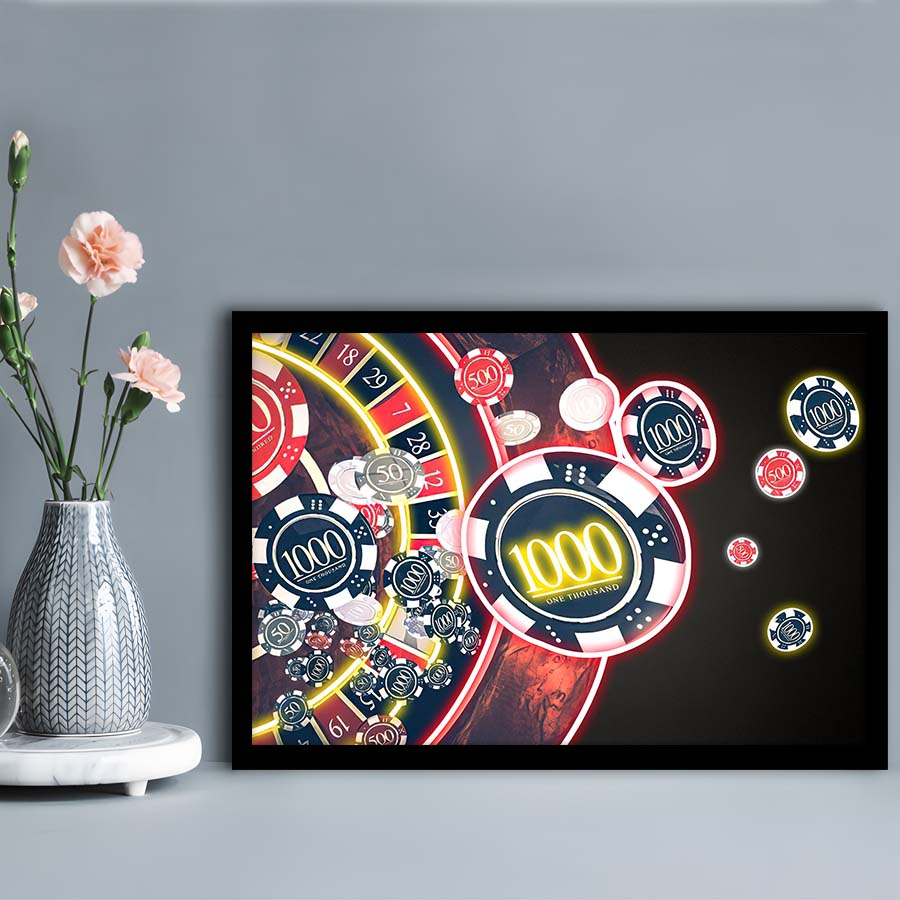 Las Vegas Casino Art Print, Poker Art, Framed Art Print Wall Decor, Neon Art Print, Picture Framed