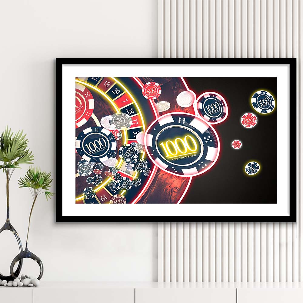 Las Vegas Casino Art Print, Poker Art, Framed Art Print Wall Decor, White Border, Framed Picture