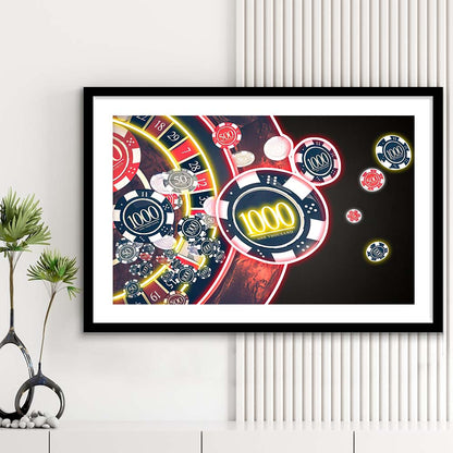 Las Vegas Casino Art Print, Poker Art, Framed Art Print Wall Decor, White Border, Framed Picture
