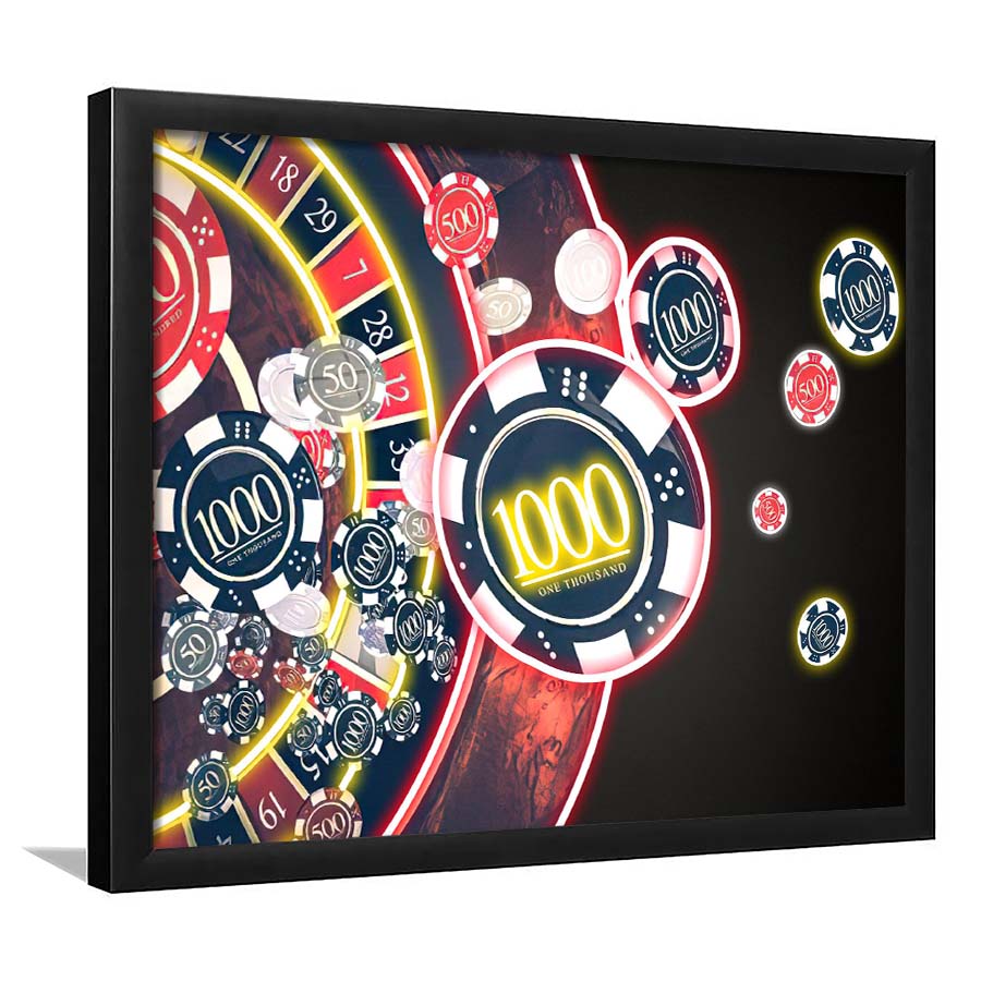 Las Vegas Casino Art Print, Poker Art, Framed Art Print Wall Decor, Neon Art Print, Picture Framed