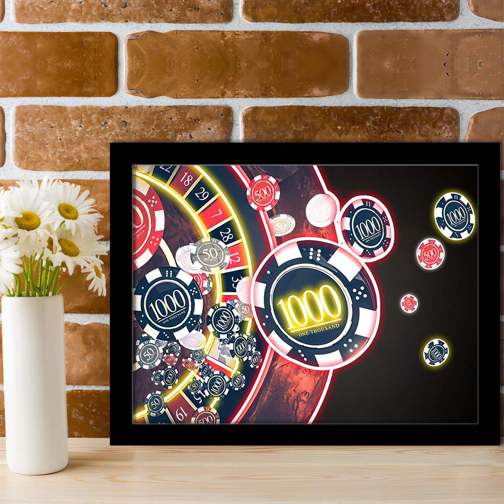 Las Vegas Casino Art Print, Poker Art, Framed Art Print Wall Decor, Neon Art Print, Picture Framed