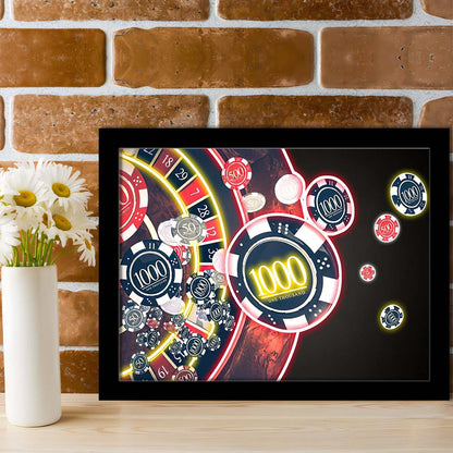 Las Vegas Casino Art Print, Poker Art, Framed Art Print Wall Decor, Neon Art Print, Picture Framed