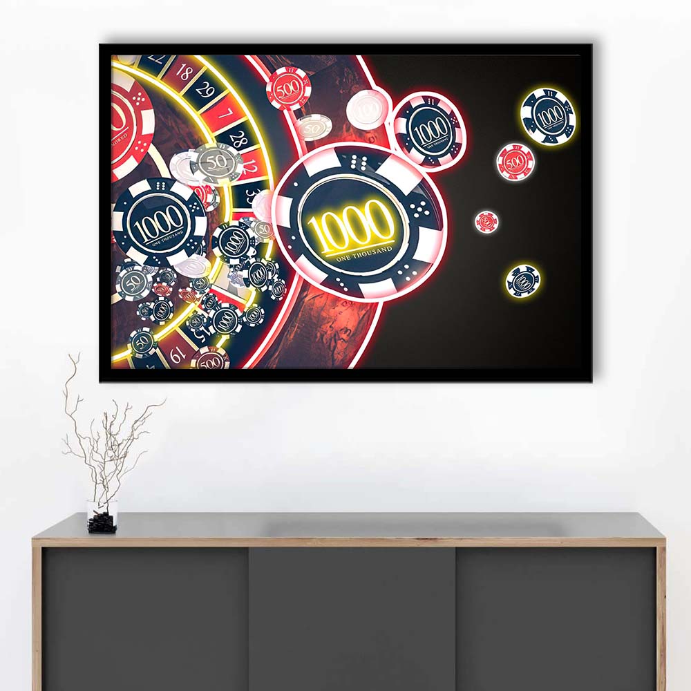 Las Vegas Casino Art Print, Poker Art, Framed Art Print Wall Decor, Neon Art Print, Picture Framed