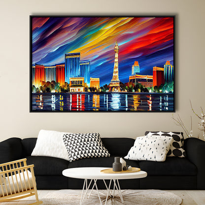 Las Vegas Nevada Skyline, Las Vegas Painting Wall Art, Sport Gift Art, Framed Canvas Print Wall Art