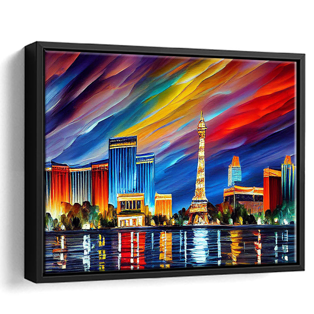 Las Vegas Nevada Skyline, Las Vegas Painting Wall Art, Sport Gift Art, Framed Canvas Print Wall Art