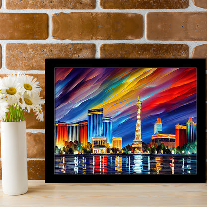 Las Vegas Nevada Skyline, Las Vegas Painting Wall Art, Sport Gift Art, Framed Art Print Wall Decor