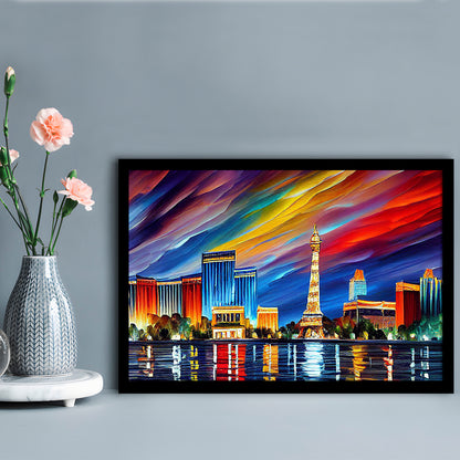 Las Vegas Nevada Skyline, Las Vegas Painting Wall Art, Sport Gift Art, Framed Art Print Wall Decor