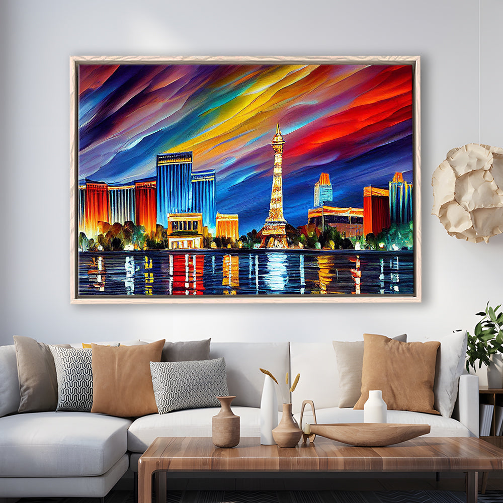 Las Vegas Nevada Skyline, Las Vegas Painting Wall Art, Sport Gift Art, Framed Canvas Print Wall Art