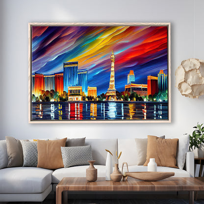 Las Vegas Nevada Skyline, Las Vegas Painting Wall Art, Sport Gift Art, Framed Canvas Print Wall Art