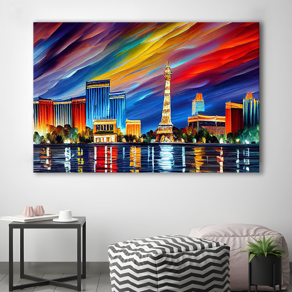 Las Vegas Nevada Skyline, Las Vegas Painting Wall Art, Sport Art, Gifts for him, Canvas Print Wall Art