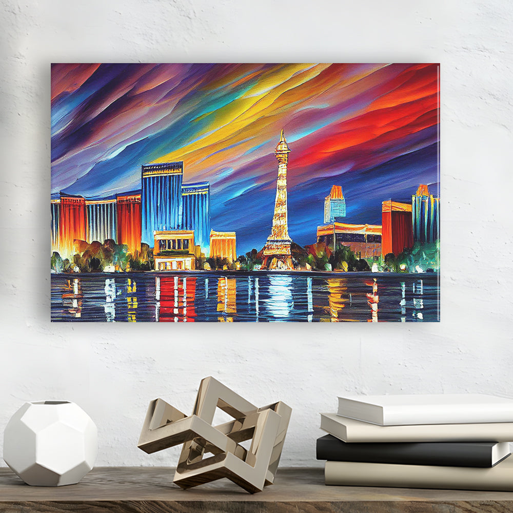 Las Vegas Nevada Skyline, Las Vegas Painting Wall Art, Sport Art, Gifts for him, Canvas Print Wall Art