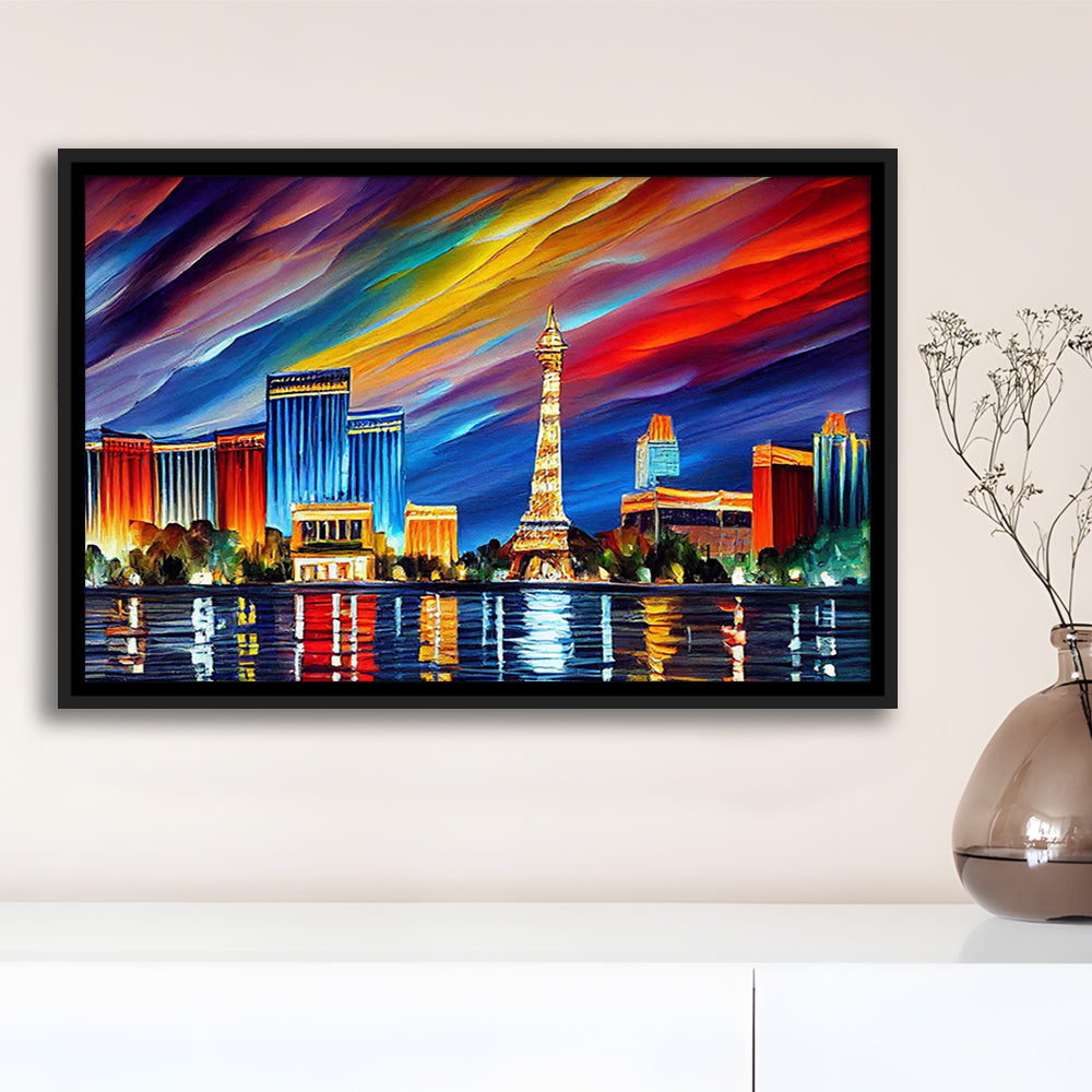 Las Vegas Nevada Skyline, Las Vegas Painting Wall Art, Sport Gift Art, Framed Canvas Print Wall Art