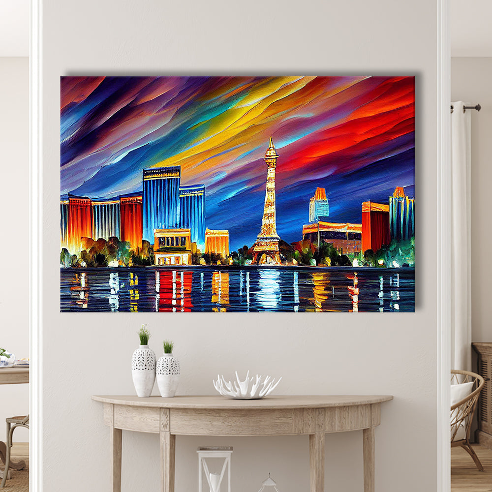 Las Vegas Nevada Skyline, Las Vegas Painting Wall Art, Sport Art, Gifts for him, Canvas Print Wall Art