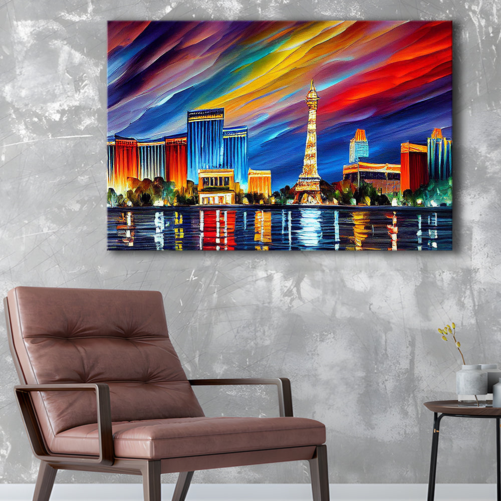 Las Vegas Nevada Skyline, Las Vegas Painting Wall Art, Sport Art, Gifts for him, Canvas Print Wall Art