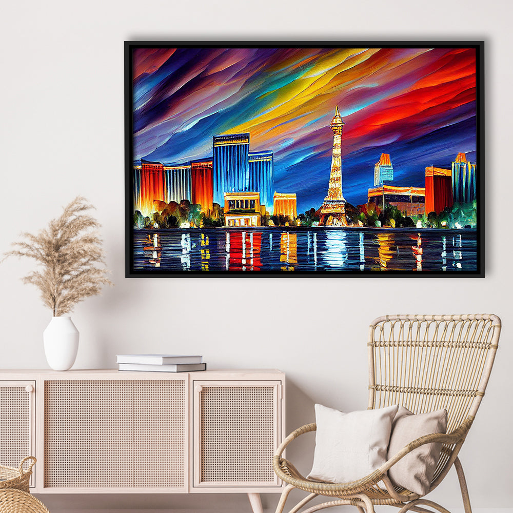Las Vegas Nevada Skyline, Las Vegas Painting Wall Art, Sport Gift Art, Framed Canvas Print Wall Art