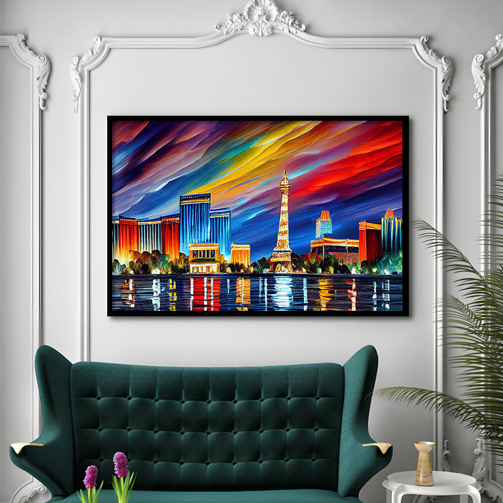 Las Vegas Nevada Skyline, Las Vegas Painting Wall Art, Sport Gift Art, Framed Art Print Wall Decor