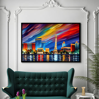 Las Vegas Nevada Skyline, Las Vegas Painting Wall Art, Sport Gift Art, Framed Art Print Wall Decor