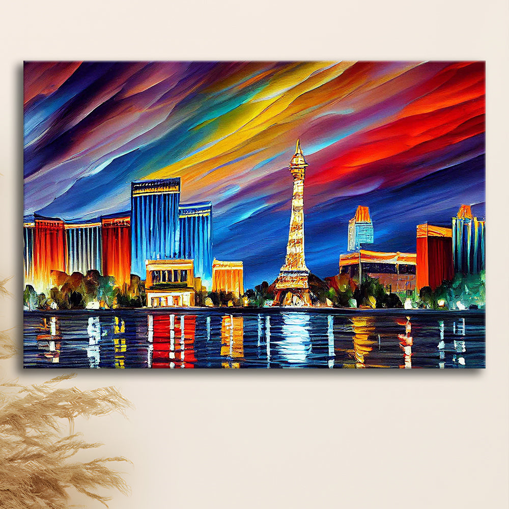 Las Vegas Nevada Skyline, Las Vegas Painting Wall Art, Sport Art, Gifts for him, Canvas Print Wall Art