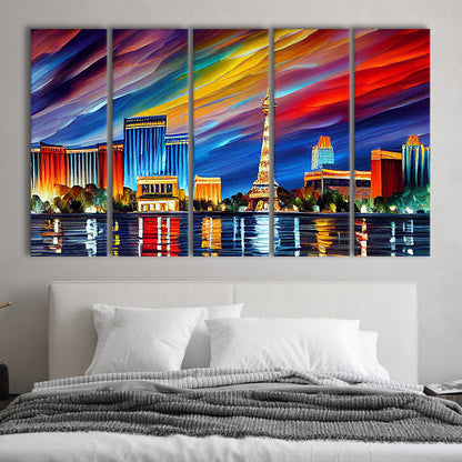 Las Vegas Nevada Skyline, Las Vegas Painting Wall Art, Sport Art, Extra Large Canvas Print Wall Art