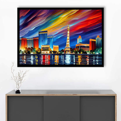Las Vegas Nevada Skyline, Las Vegas Painting Wall Art, Sport Gift Art, Framed Art Print Wall Decor