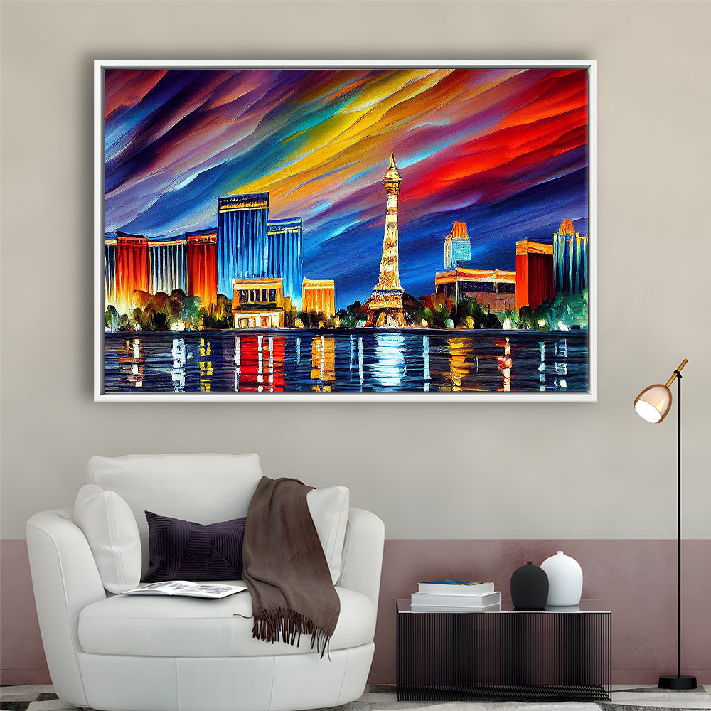 Las Vegas Nevada Skyline, Las Vegas Painting Wall Art, Sport Gift Art, Framed Canvas Print Wall Art