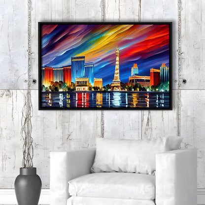 Las Vegas Nevada Skyline, Las Vegas Painting Wall Art, Sport Gift Art, Framed Canvas Print Wall Art