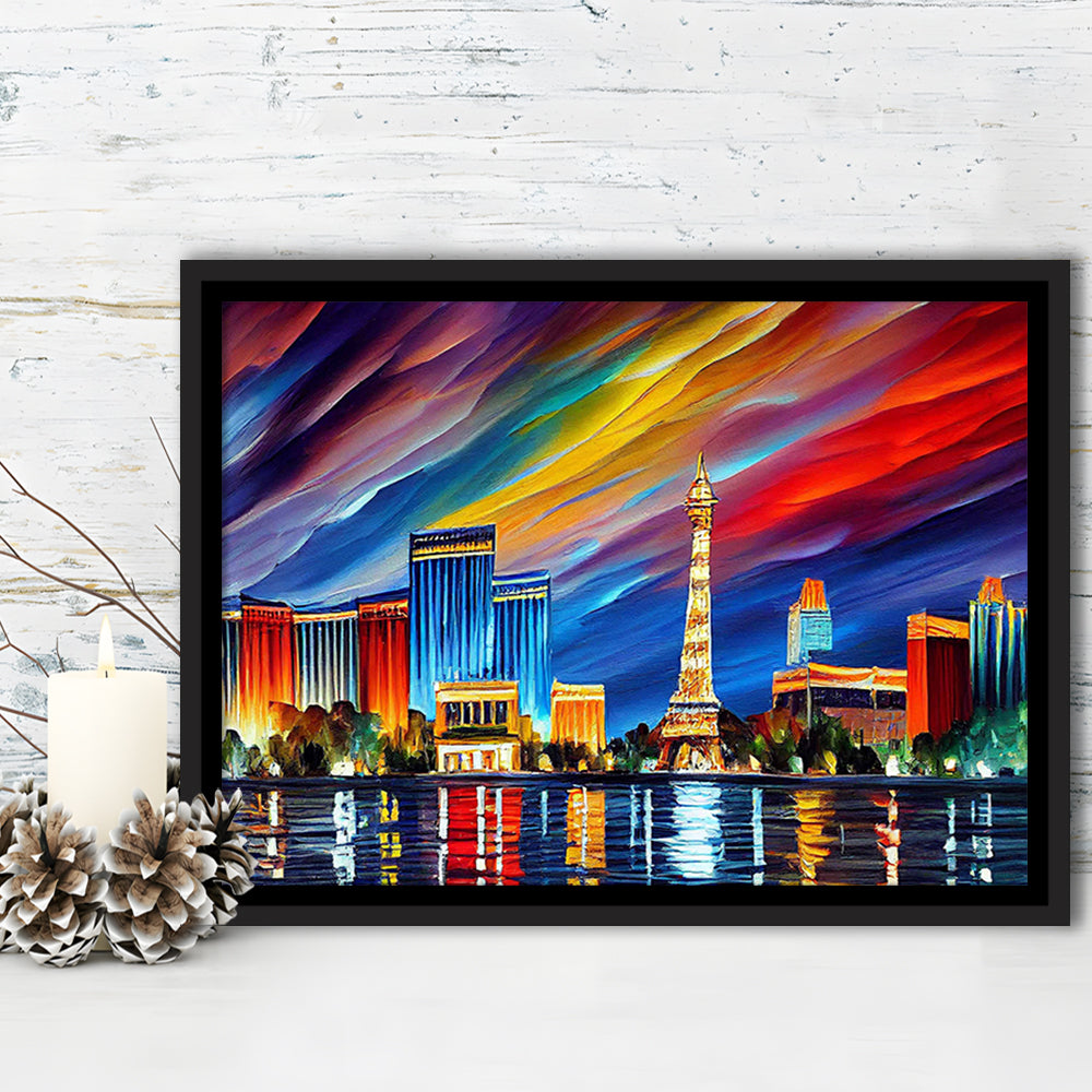 Las Vegas Nevada Skyline, Las Vegas Painting Wall Art, Sport Gift Art, Framed Canvas Print Wall Art
