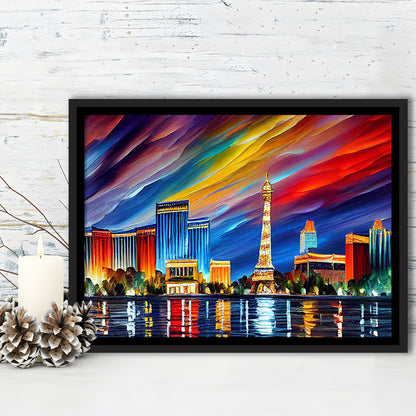 Las Vegas Nevada Skyline, Las Vegas Painting Wall Art, Sport Gift Art, Framed Canvas Print Wall Art