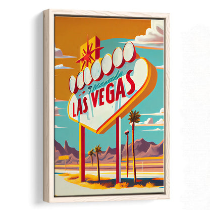Las Vegas Sign 1960's Retro Art Print, Las Vegas Sign, Floating Framed Canvas Print, Framed Picture, Painting Canvas