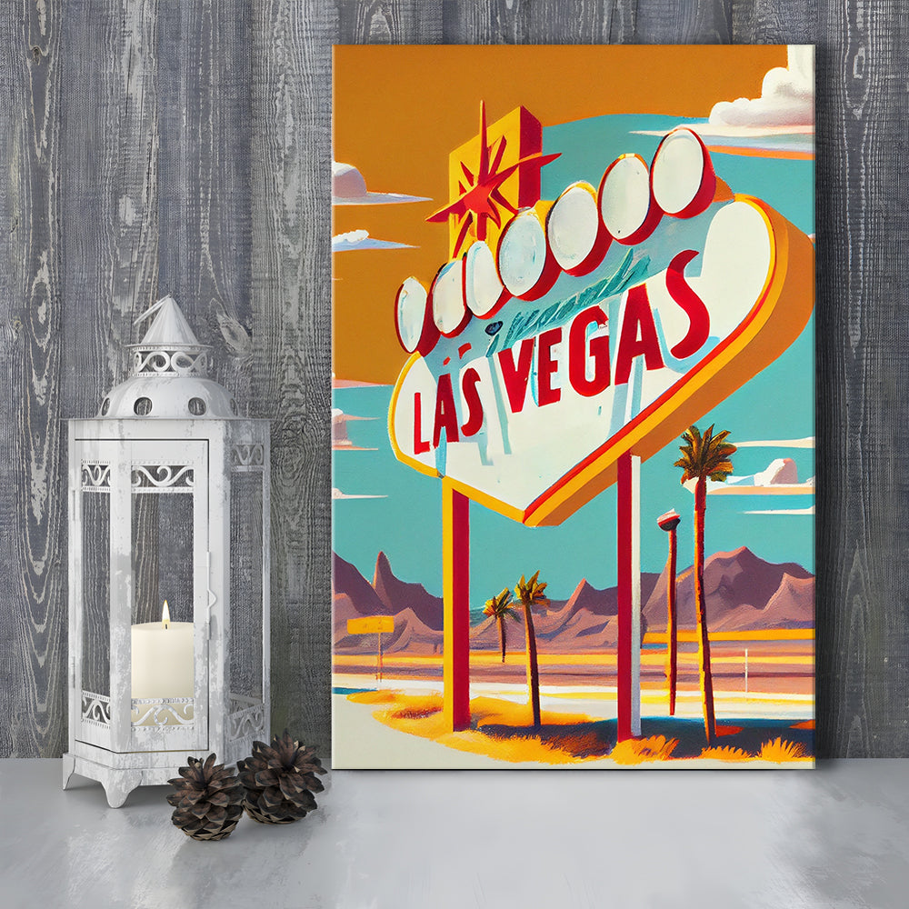 Las Vegas Sign 1960's Retro Art Print, Las Vegas Sign, Canvas Print, Painting Canvas, Living Room Decor