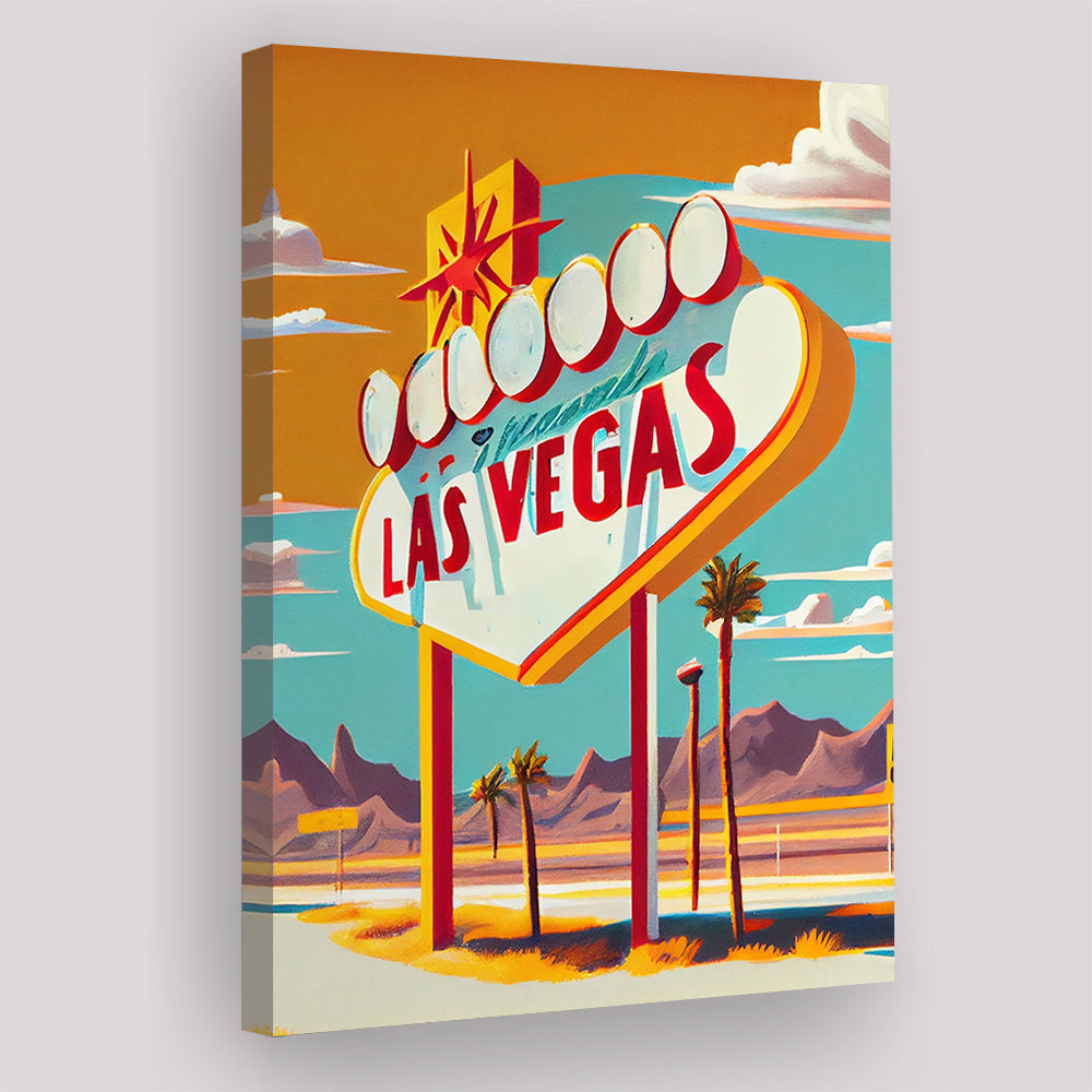 Las Vegas Sign 1960's Retro Art Print, Las Vegas Sign, Canvas Print, Painting Canvas, Living Room Decor