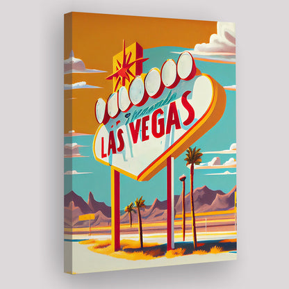 Las Vegas Sign 1960's Retro Art Print, Las Vegas Sign, Canvas Print, Painting Canvas, Living Room Decor