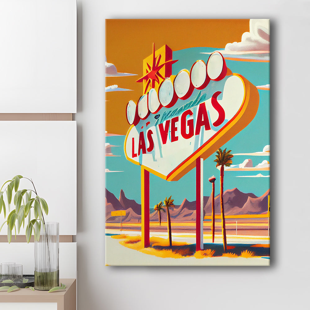 Las Vegas Sign 1960's Retro Art Print, Las Vegas Sign, Canvas Print, Painting Canvas, Living Room Decor