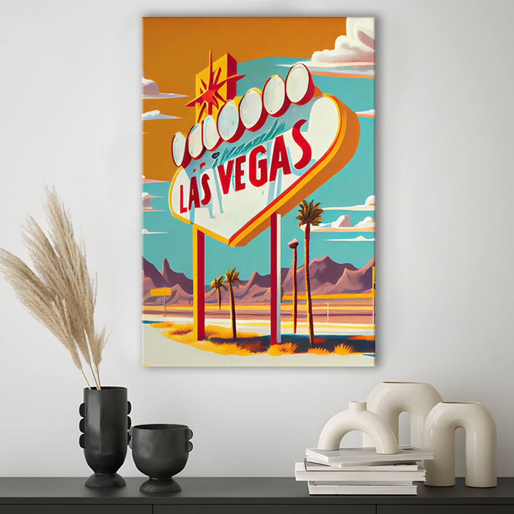 Las Vegas Sign 1960's Retro Art Print, Las Vegas Sign, Canvas Print, Painting Canvas, Living Room Decor
