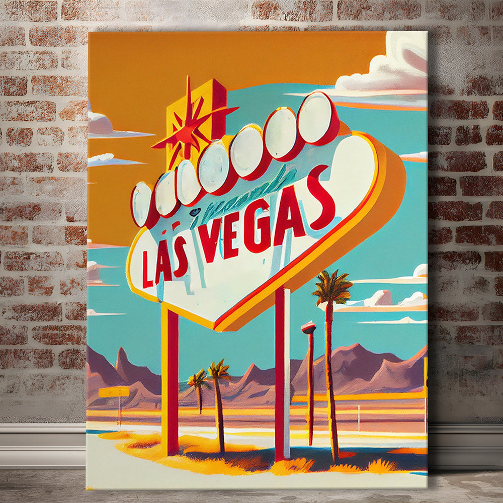 Las Vegas Sign 1960's Retro Art Print, Las Vegas Sign, Canvas Print, Painting Canvas, Living Room Decor