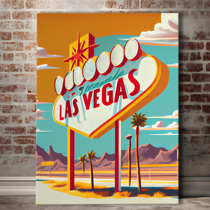 Las Vegas Sign 1960's Retro Art Print, Las Vegas Sign, Canvas Print, Painting Canvas, Living Room Decor